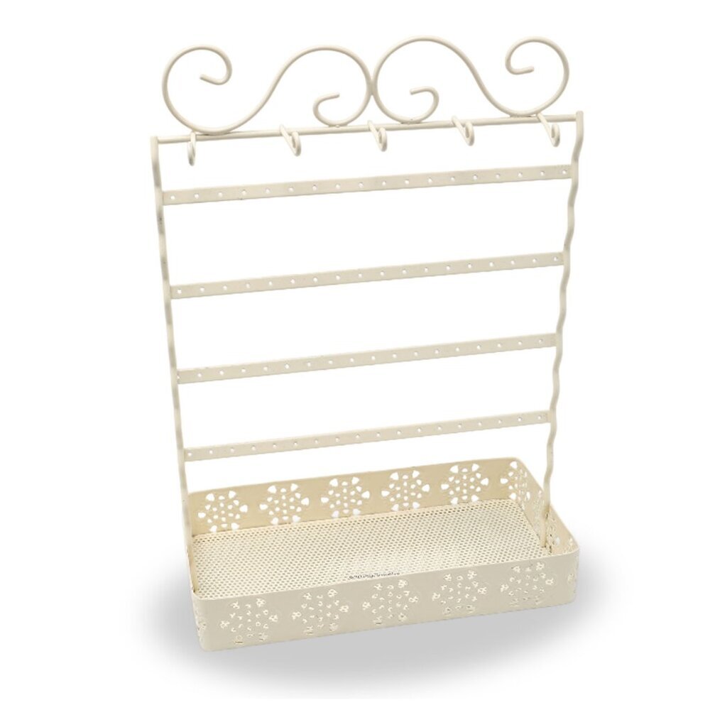 Metal Jewelry Display Stand Necklace Earrings Bracelets Holder Cream Tall
